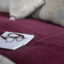 bed with glasses on them